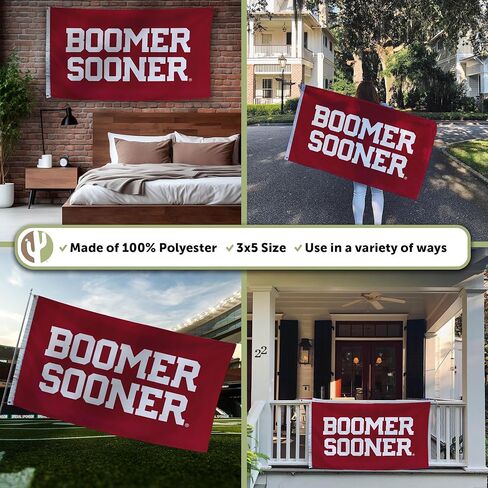 Desert Cactus University of Oklahoma UO Flag - 3 x 5 Feet Sooners Banner, Indoor/Outdoor Durable Fabric, 100% Polyester Design (Style X) in Saudi Arabia
