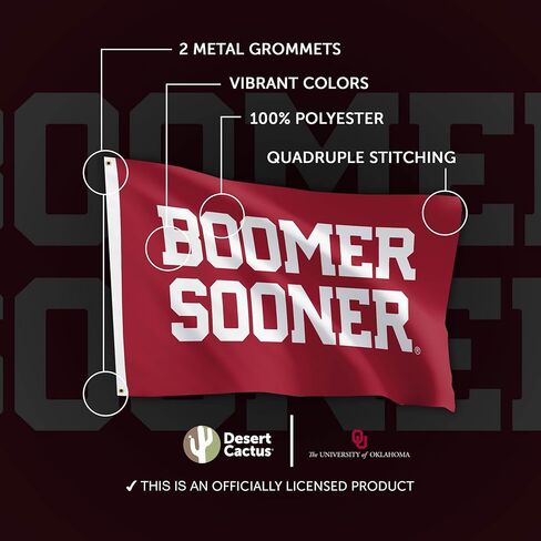 Desert Cactus University of Oklahoma UO Flag - 3 x 5 Feet Sooners Banner, Indoor/Outdoor Durable Fabric, 100% Polyester Design (Style X) in Saudi Arabia