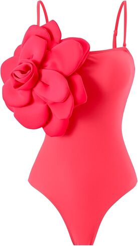 One Shoulder Swimsuits for Women 3D Flower Decoration One Piece Swimsuit with Cover up Set in Kuwait