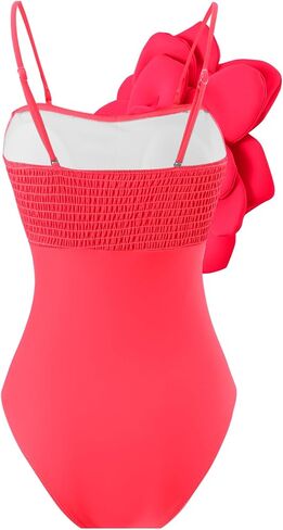 One Shoulder Swimsuits for Women 3D Flower Decoration One Piece Swimsuit with Cover up Set in Kuwait