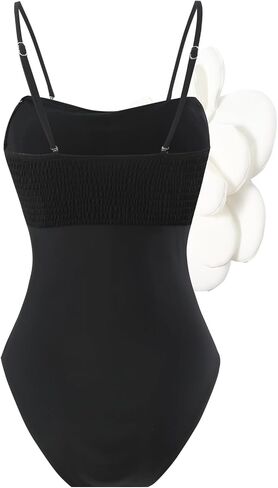 One Shoulder Swimsuits for Women 3D Flower Decoration One Piece Swimsuit with Cover up Set in Kuwait
