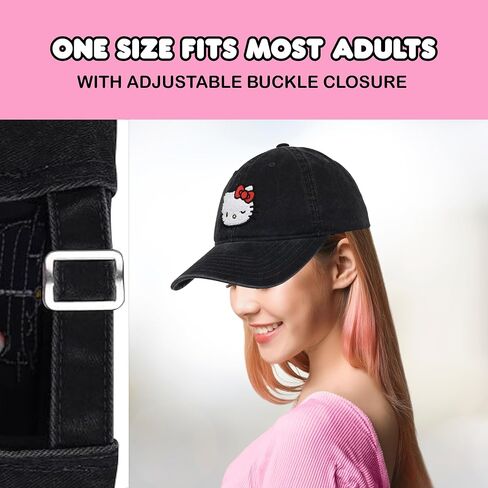 Concept One Hello Kitty Baseball Cap, Adjustable Cotton Dad Hat with Curved Brim, Chenille Patch in Saudi Arabia