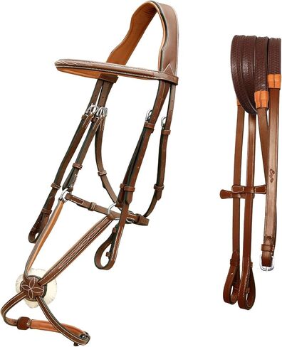exion قفز الحصان اللجام | تشريحي الشكل 8 اللجام مع خياطة فاخرة و grackle grackle noseband | مقبضات المطاط و SS Hadrware | Tack English Tack لعرض الفروسية والتدريب in Kuwait