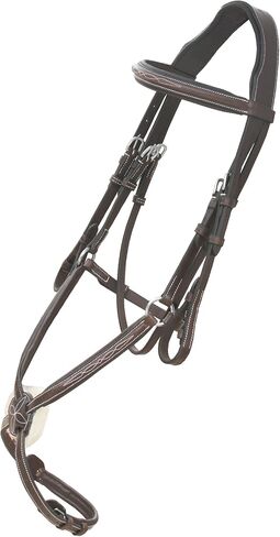 Exion Jumping Horse Bridle | Anatomical Figure 8 Bridle with Fancy Stitching & Padded Grackle Noseband | Rubber Grip Reins & SS Hadrware | English Tack for Equestrian Show & Training in Saudi Arabia
