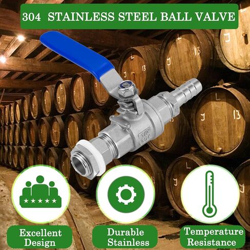1/2 "NPT Homebrew Ball Valve Kit-الفولاذ المقاوم للصدأ 304 الحاجز بدون لحام لغلاية تخمير المنزل ، أو تون هريس ، أو حزامات خزان المياه (صمام واحد) in Kuwait