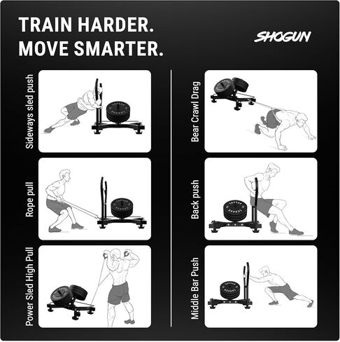 Shogun Stag Push Pull Sled – Full-Size Weighted Power Sled for Strength & Speed Training – Heavy Duty Gym Fitness with UHMW Skis & Dual Handles – Weighted for Grass, Turf & Concrete in Kuwait