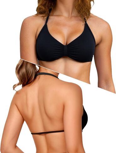 Adamotto Workout Low Impact Bras for Women Low Support Strappy Sports Bra V-Neck Halter Open Back Padded Gym Yoga Crop Top in Saudi Arabia
