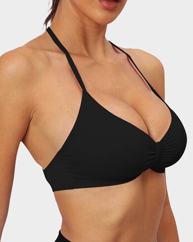 Adamotto Workout Low Impact Bras for Women Low Support Strappy Sports Bra V-Neck Halter Open Back Padded Gym Yoga Crop Top in Saudi Arabia