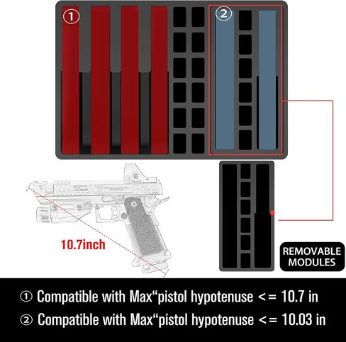 Gun Travel Case for 5 Handguns & Pistols - Organize 5 Pistols & 23 Magazines, Pre-cut DIY Heavy-Duty Gun Storage Box with Desiccant, Waterproof Pistol Storage Cases TSA Approved Firearm Hard Guns Case in Saudi Arabia