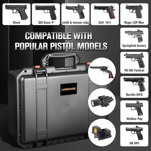 Gun Travel Case for 5 Handguns & Pistols - Organize 5 Pistols & 23 Magazines, Pre-cut DIY Heavy-Duty Gun Storage Box with Desiccant, Waterproof Pistol Storage Cases TSA Approved Firearm Hard Guns Case in Saudi Arabia