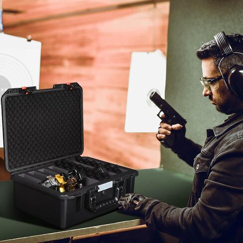 Gun Travel Case for 5 Handguns & Pistols - Organize 5 Pistols & 23 Magazines, Pre-cut DIY Heavy-Duty Gun Storage Box with Desiccant, Waterproof Pistol Storage Cases TSA Approved Firearm Hard Guns Case in Saudi Arabia