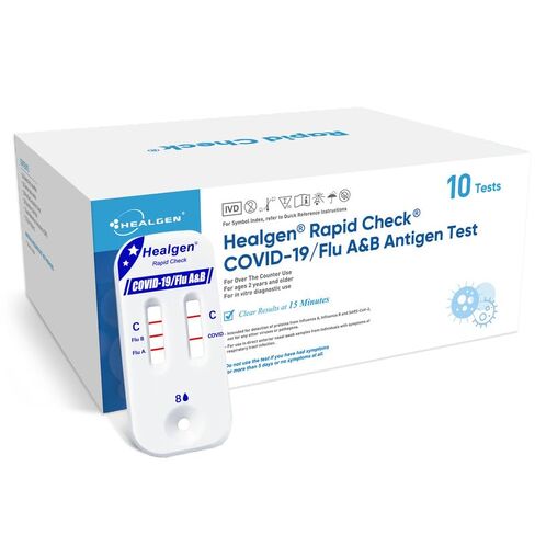 Healgen Rapid Check Covid-19 ، مجموعة مستضد مستضد الأنفلونزا A & B ، أول اختبار للإنفلونزا والأنفلونزا والأنفلون ، من السهل قراءة النوافذ المزدوجة ، ينتج 15 دقيقة ، مدة صلاحية لمدة 18 شهرًا ، اختبار واحد in Saudi Arabia