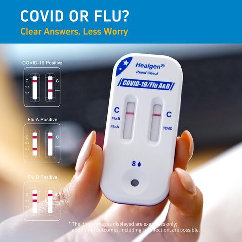 Healgen Rapid Check Covid-19 ، مجموعة مستضد مستضد الأنفلونزا A & B ، أول اختبار للإنفلونزا والأنفلونزا والأنفلون ، من السهل قراءة النوافذ المزدوجة ، ينتج 15 دقيقة ، مدة صلاحية لمدة 18 شهرًا ، اختبار واحد in Saudi Arabia