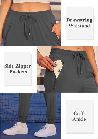 Womens Athletic Pants Quick Dry Ultra Stretch Jogger Pants Breathable Casual Hiking Pants with Zippers Side Pockets in Saudi Arabia