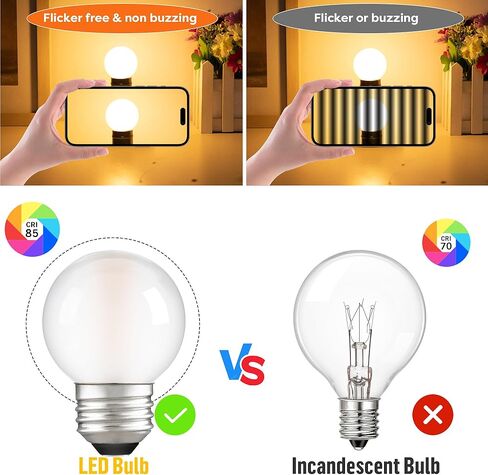Dimmable E26 G16.5 مصباح LED LED 40W على قدم المساواة 4W مصابيح LIGHT LIGHT FROSTER ، المصابيح الصغيرة المستديرة من نوع G لمبة ضوء للثريا ، قلادة ، الغرور ، أبيض دافئ 2700 كيلو متر ، حزمة 6 in Kuwait