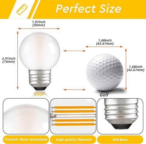 Dimmable E26 G16.5 مصباح LED LED 40W على قدم المساواة 4W مصابيح LIGHT LIGHT FROSTER ، المصابيح الصغيرة المستديرة من نوع G لمبة ضوء للثريا ، قلادة ، الغرور ، أبيض دافئ 2700 كيلو متر ، حزمة 6 in Kuwait