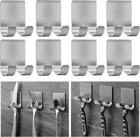 4 Pack Holder for Shower, Self-Adhesive Hook Hanger Stand, Stainless Steel Holder Hooks Multi-Purpose Waterproof Shaver Holder, Shower Wall Hang for Robe Towel Plug Coat in Kuwait