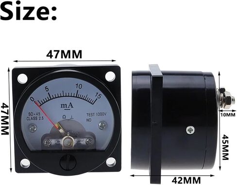 DC 0-100mA Ammeter SO-45 Class Round Analog Panel Meter Black DC0-10mA 1Pcs(150MA) in Saudi Arabia