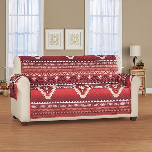 Collections Etc Burgundy Southwest Aztec Pattern Furniture Protector with Storage Pockets in Saudi Arabia