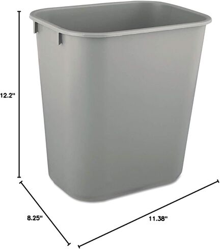 Rubbermaid 2955GRA Deskside Plastic Wastebasket, Rectangular, 3 1/2 gal, Gray in Saudi Arabia