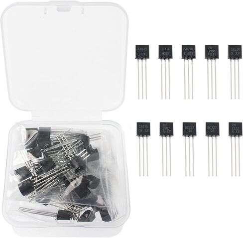 50PCS BC547 NPN & BC557 PNP Transistor Assortment Kit - 50V 100mA TO-92 Transistors (25PCS BC547 + 25PCS BC557) - Ideal for Electronics Projects & Repair in Kuwait