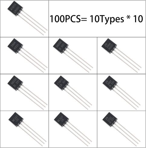 50PCS BC547 NPN & BC557 PNP Transistor Assortment Kit - 50V 100mA TO-92 Transistors (25PCS BC547 + 25PCS BC557) - Ideal for Electronics Projects & Repair in Kuwait