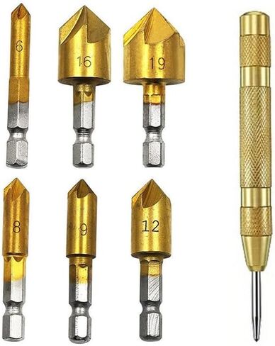 3pcs 12-19mm 5-edge countersunk prick pret مع سداسي سداسي-أدوات النجارة الفولاذية عالية السرعة ، قاطع شطب 90 درجة ، مطلي بالتيتانيوم in Saudi Arabia