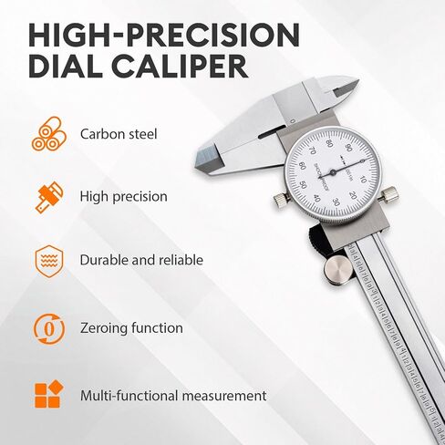 HARDELL Dial Caliper, Dual Reading Precision Caliper with Accuracy ±0.02", Durable Caliper Measuring Tool 6 Inch with Plastic Case, Lightweight Vernier Caliper for DIY/Household/Woodworking in Saudi Arabia