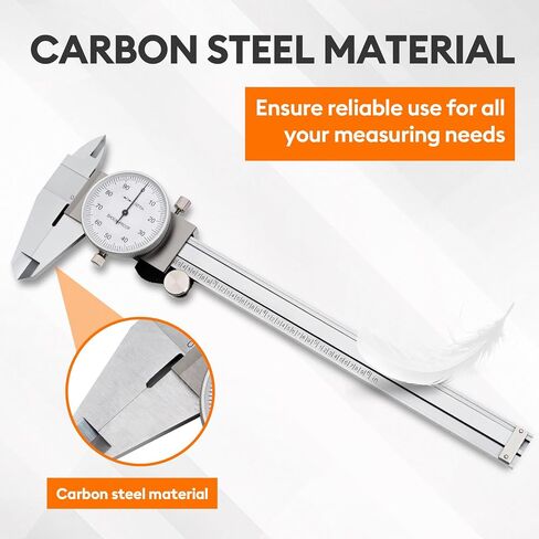 HARDELL Dial Caliper, Dual Reading Precision Caliper with Accuracy ±0.02", Durable Caliper Measuring Tool 6 Inch with Plastic Case, Lightweight Vernier Caliper for DIY/Household/Woodworking in Saudi Arabia