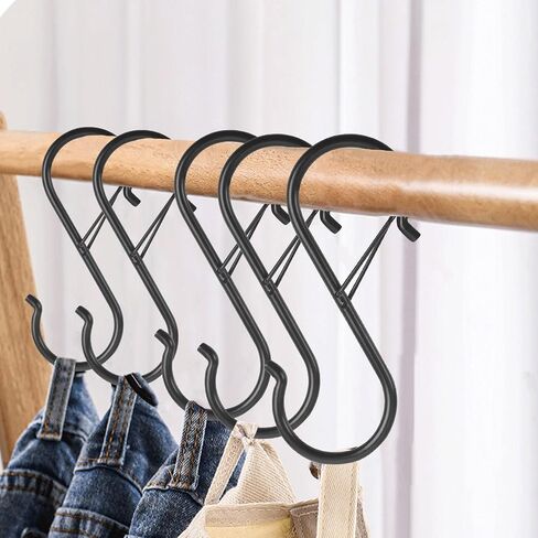 10 Pcs S Hooks for Hanging, Heavy Duty S Shaped Hooks Silver, Kitchen Hooks, S Hanger Hooks for Plants, Pots, Towels and Bags, with Safety Buckle Design in Saudi Arabia