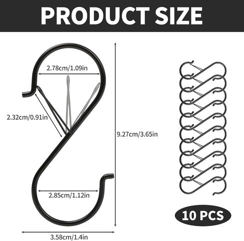 10 Pcs S Hooks for Hanging, Heavy Duty S Shaped Hooks Silver, Kitchen Hooks, S Hanger Hooks for Plants, Pots, Towels and Bags, with Safety Buckle Design in Saudi Arabia