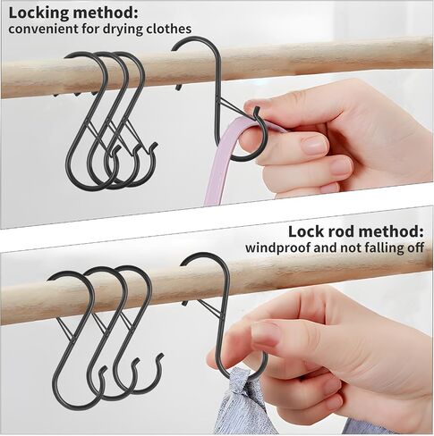 10 Pcs S Hooks for Hanging, Heavy Duty S Shaped Hooks Silver, Kitchen Hooks, S Hanger Hooks for Plants, Pots, Towels and Bags, with Safety Buckle Design in Saudi Arabia