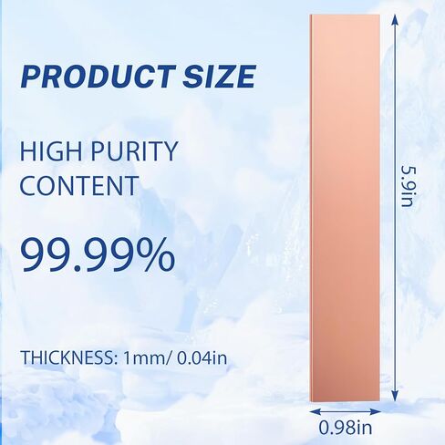 10 Pcs 99.99% Pure Zinc Anode Sheet,5.9''x0.98''x0.04'' for Electroplating and Plating, Industrial-Grade Zinc Strip, Cathodic Protection & Science Experiments in Kuwait