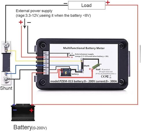500A Digital Meter DC 0-200V 9 in 1 Voltmeter Ammeter Voltage Current Curtect Congect Amper مع FL-15 Shunt 1PC (متر مع FL-15) in Saudi Arabia