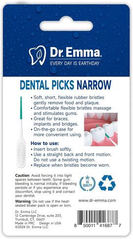 Dr. Emma Dental Picks Narrow Space Mint Soft Rubberized Tooth Picks Tight Floss Pick Easy to Use Brush Picks for Teeth Cleaning and Gum Health 100Ct/Pack, 2 Pack(200Ct) in Kuwait