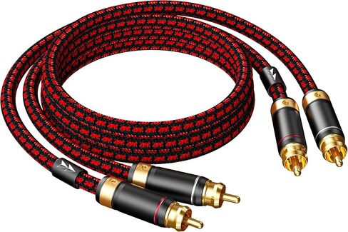Auidophile 2RCA Male to 2RCA Male Stereo Audio Cable,Gold Plated | 4N Oxgen-Free Copper Core (3 Feet (1M)) in Kuwait