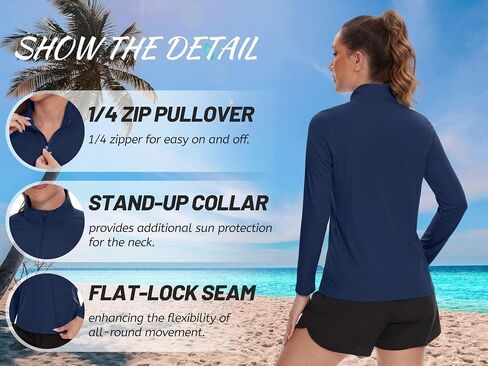 Women’s Quarter Zip UPF 50+ Sun Protection Rash Guard Shirts Lightweight Quick Dry UV Protection Workout Tops in Saudi Arabia