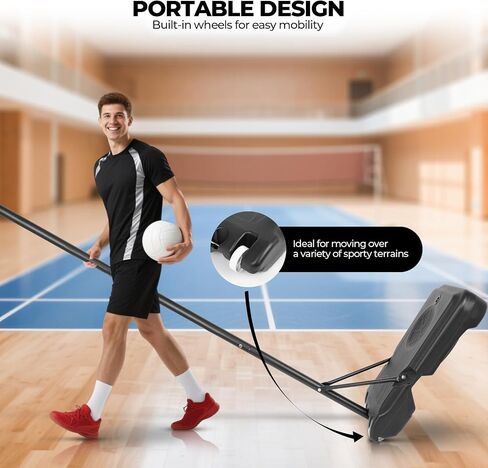 Volleyball Setter Trainer Net Setting Training Equipment，with Mobile Pulleys, Adjustable Height/Angle,Can Be Filled with Water，Indoor and Outdoor Volleyball Serve, Dunk and Set Practice Net in Saudi Arabia