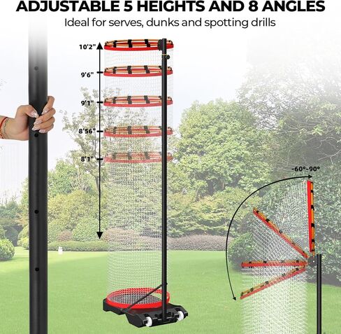 Volleyball Setter Trainer Net Setting Training Equipment，with Mobile Pulleys, Adjustable Height/Angle,Can Be Filled with Water，Indoor and Outdoor Volleyball Serve, Dunk and Set Practice Net in Saudi Arabia