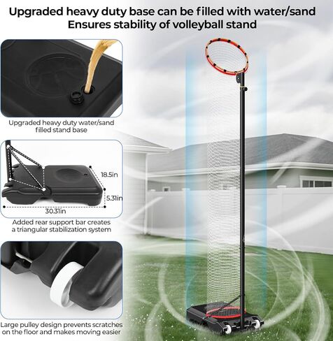 Volleyball Setter Trainer Net Setting Training Equipment，with Mobile Pulleys, Adjustable Height/Angle,Can Be Filled with Water，Indoor and Outdoor Volleyball Serve, Dunk and Set Practice Net in Saudi Arabia
