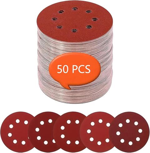 50pcs أقراص الصنفرة 5 بوصة-شبكات متنوعة من الصنفرة والحلقة الصنفرة للأعمال الخشبية ، إعادة صياغة المعادن ، تجانس السطح والطلاء ، متوافق مع صنفرة الطاقة in Saudi Arabia