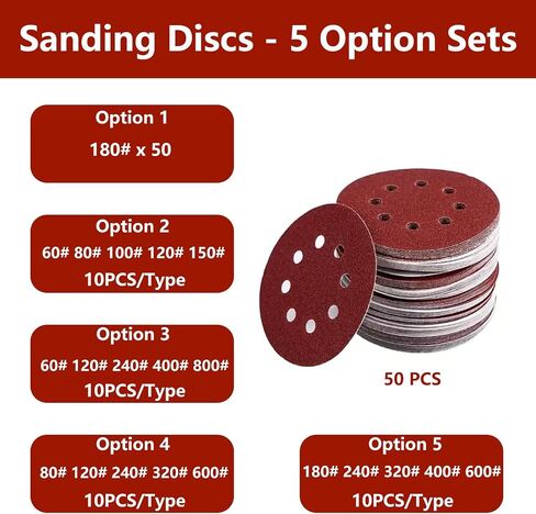 50pcs أقراص الصنفرة 5 بوصة-شبكات متنوعة من الصنفرة والحلقة الصنفرة للأعمال الخشبية ، إعادة صياغة المعادن ، تجانس السطح والطلاء ، متوافق مع صنفرة الطاقة in Saudi Arabia
