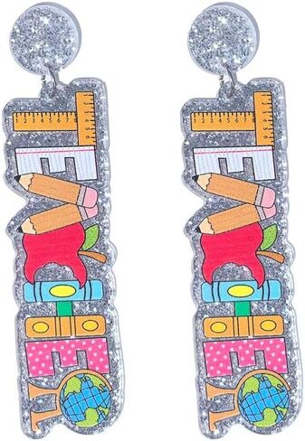 Personality Three section Crayon Earrings Crayon Pendant Earrings Teacher's Gift Rainbow Earrings Wooden Jewelry for Women Gift in Kuwait