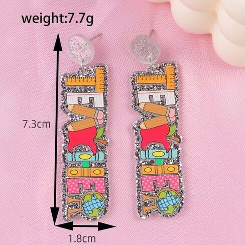 Personality Three section Crayon Earrings Crayon Pendant Earrings Teacher's Gift Rainbow Earrings Wooden Jewelry for Women Gift in Kuwait