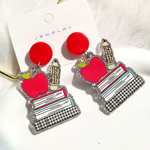 Personality Three section Crayon Earrings Crayon Pendant Earrings Teacher's Gift Rainbow Earrings Wooden Jewelry for Women Gift in Kuwait