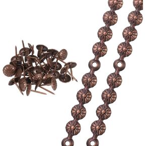 uxcell 2 Pcs Upholstery Tacks Strips, 3.28ft Decorative Nails Strips D11mm Glossy Nail Trims for Furniture Sofa Headboard Chair DIY Crafts with Upholstery Nails, Bronze (Flower) in Kuwait