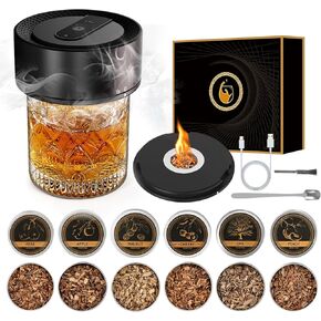طقم مدخن للويسكي الكهربائي مع 6 نكهات من رقائق الخشب ، طقم مدخن الكوكتيل القابل لإعادة الشحن ، لا مطلوب من البوتان (أخف مضمن) ، مجموعة مدخن مشروب قديمة ، هدايا أعياد الميلاد للرجال ، أبي ، زوج in Kuwait