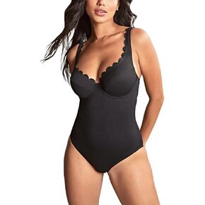 Panache Swim spirirt Rita underwire قطعة واحدة للسباحة | الأسود ، 30F | ملابس واحدة للنساء للنساء ، والتحكم في البطن ، وحافة الأسقلوب ، وخط العنق ، والنسيج المحكم ، بدلة السباحة الكلاسيكية in Kuwait