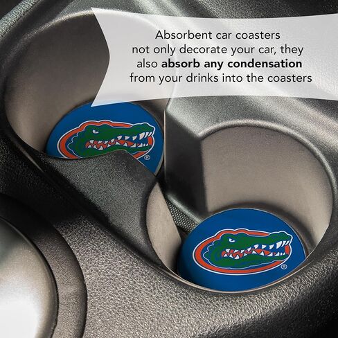 Desert Cactus University of Florida Car Coaster UF Gators Absorbent Sandstone Car Cup Coasters Set of 2 (Design A) in Saudi Arabia