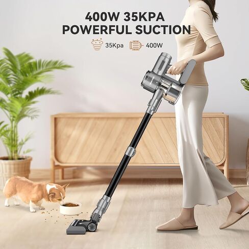 Cordless Vacuum Cleaner, 400W 35KPA Vacuum Cleaners for Home, Stick Vacuum with 45Min Runtime,Big Dust Cup,Powerful Suction, 6 in 1 Lightweight Handheld Vacuum for Hardwood Floors and Carpet Pet Hair in Saudi Arabia